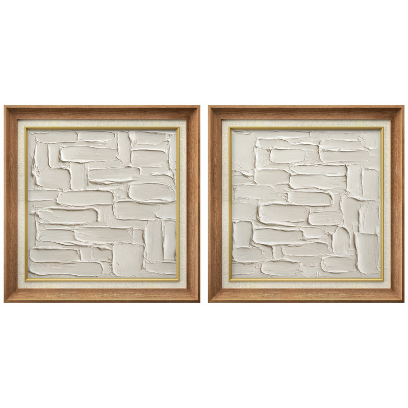 Motif de blocs de pierre blanche, reproduction d'art sur toile encadrée dans la chambre principale, Naturel