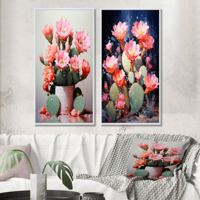 Cactus framboise réserve - ensemble de 2 impressions sur toile cactus