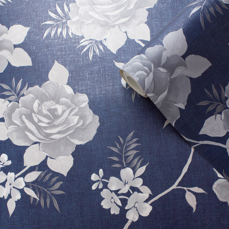 Deshotel 10.05m x 53cm Semi-Gloss Wallpaper Roll, Blue
