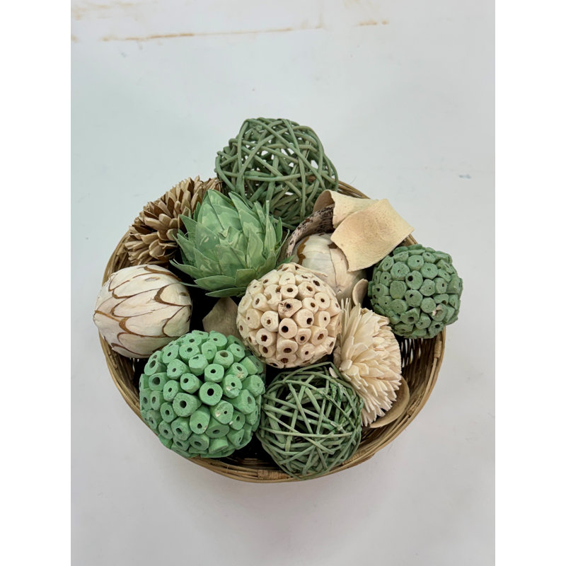 Déco, panier, gousses et orbes - vert