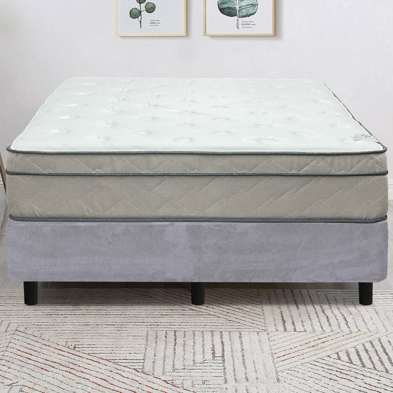 Matelas hybride ultra moelleux 12 po Ravenstein pour isolement de mouvement et sommier noir 8 po, Roi