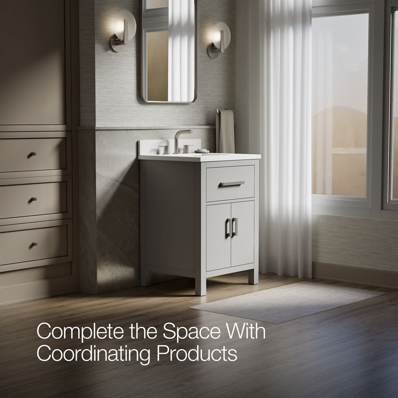 Kresla 24 In. Bathroom Vanity Cabinet With Sink And Quartz Top, Atmos Gray