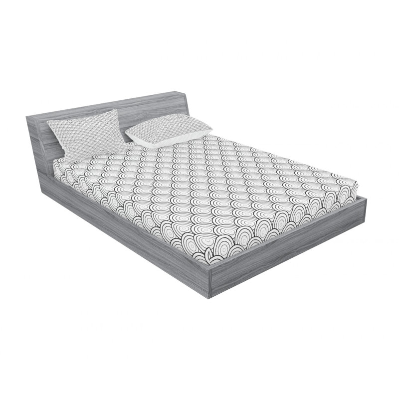 Microfiber Geometric Sheet Set, Queen Sheet Set with Fitted Sheet