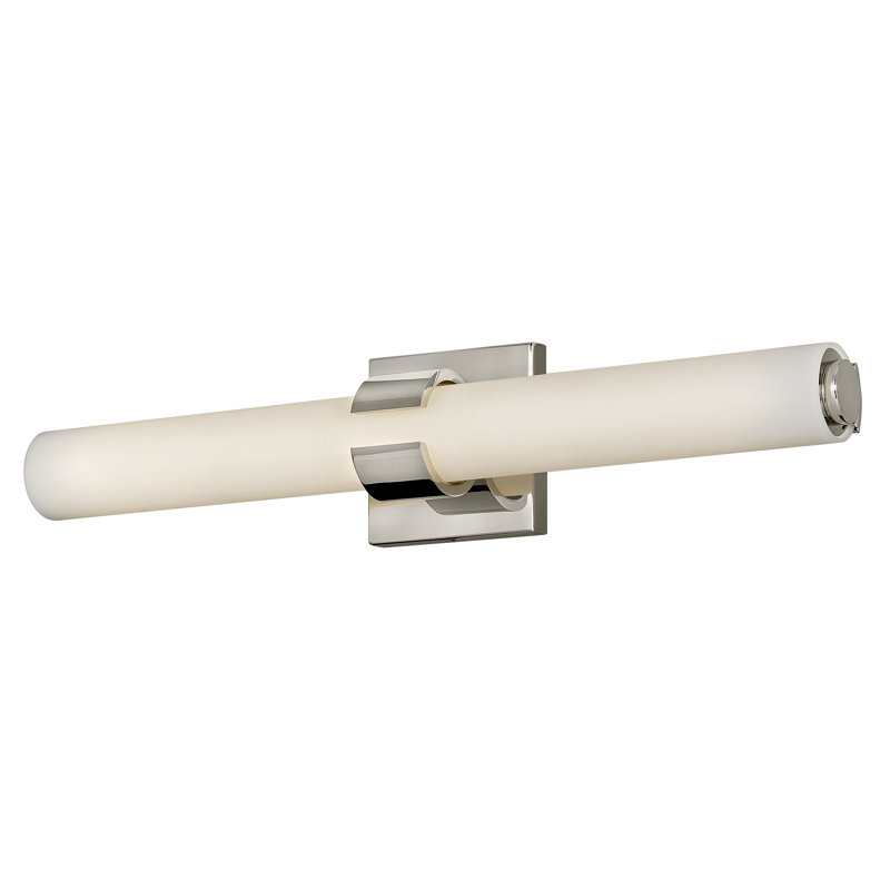 Aiden Integrated LED Bath Vanity Bar w/ Etched White Glass, Polished Nickel