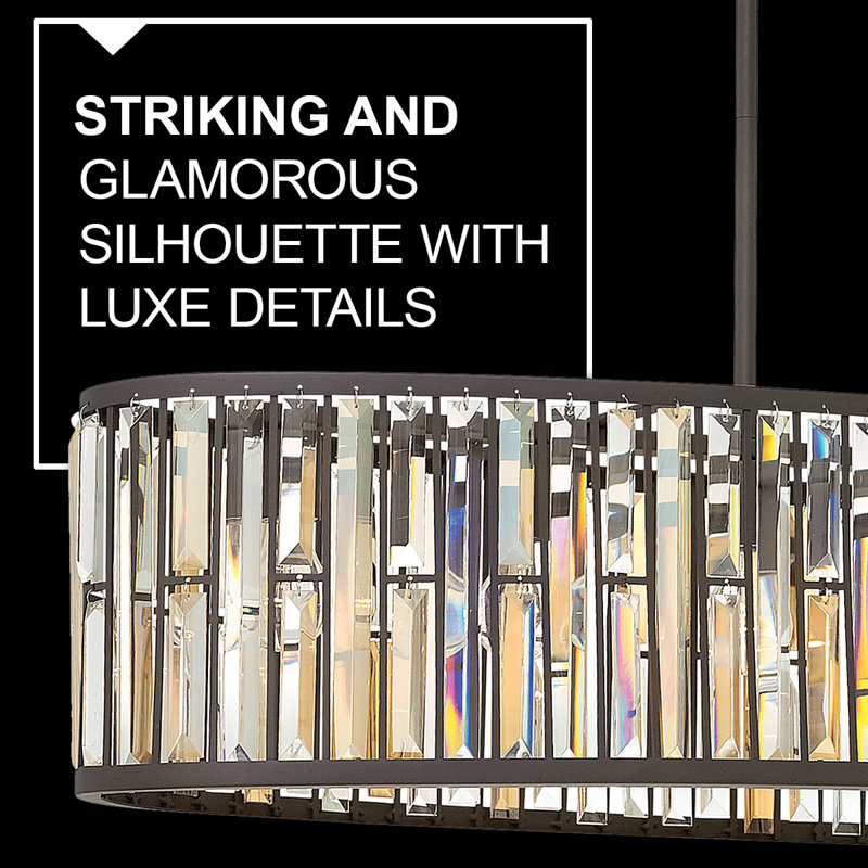 Gemma 6 - Light Unique / Statement Geometric Chandelier with Crystal Accents, Vintage Bronze