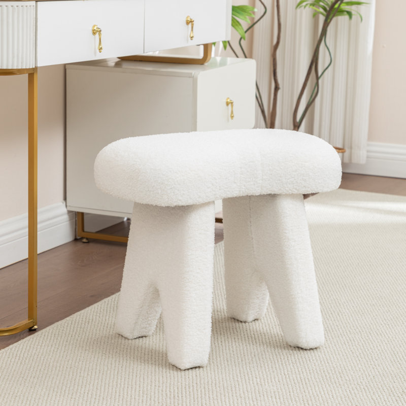 Fauteuil de maquillage en fausse fourrure, Blanc