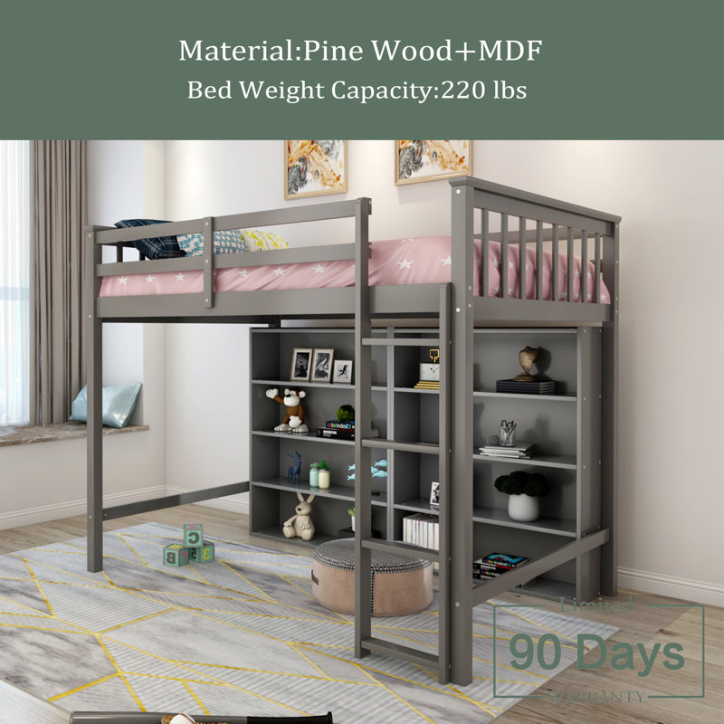 Jairaj Kids Loft Bed, Twin, Gray