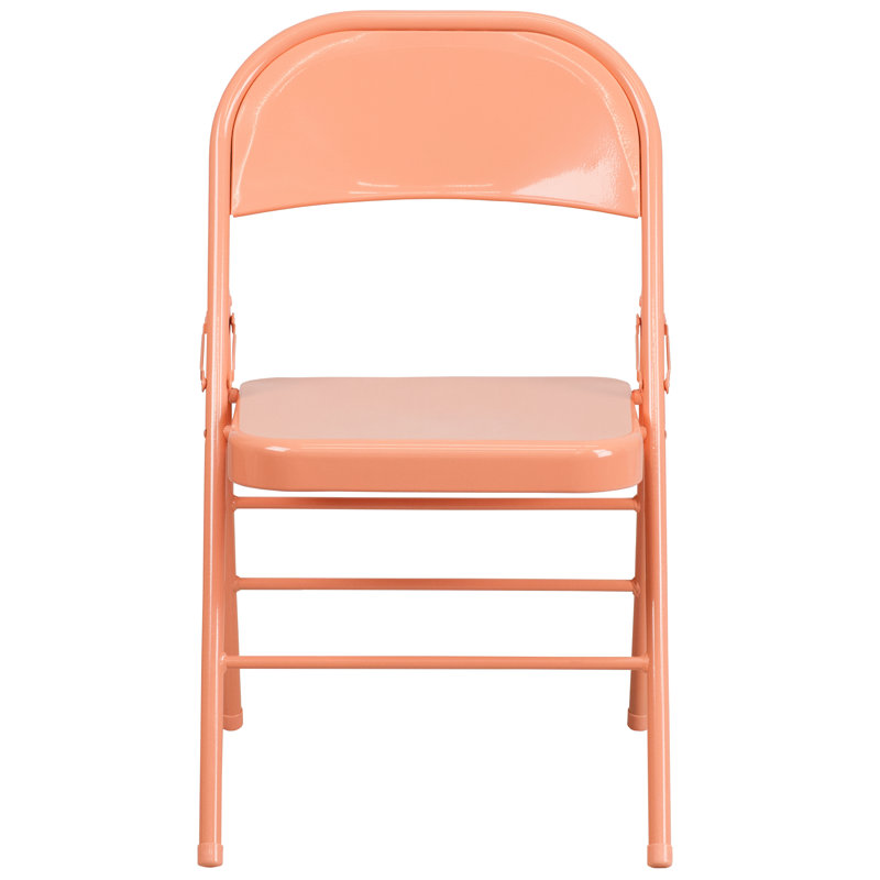 Oliverson Double Braced Metal Folding Chair, Coral