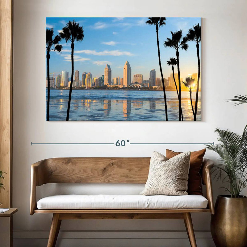 Silhouette du centre-ville de Sireci, San Diego, H 34 po x l 51 po
