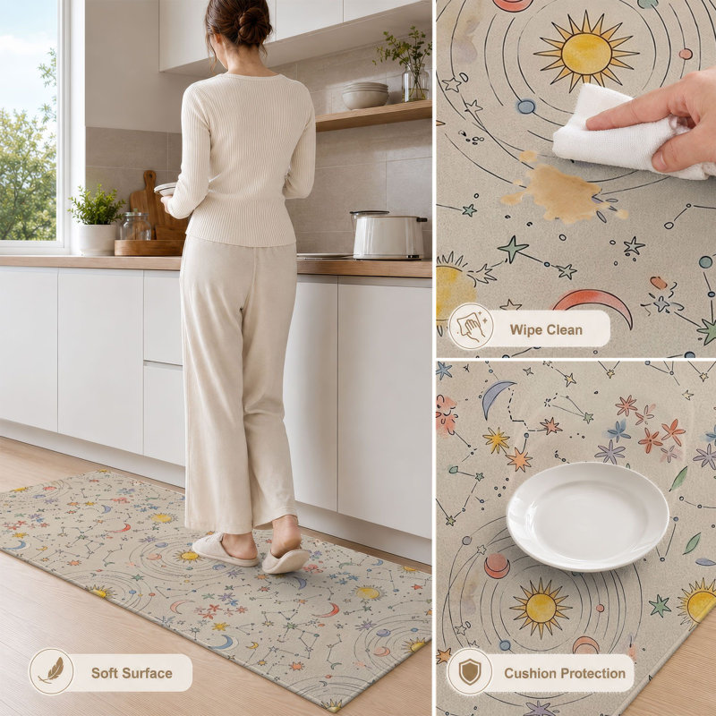 Celestial Pattern Non-Slip Washable Kitchen Mats