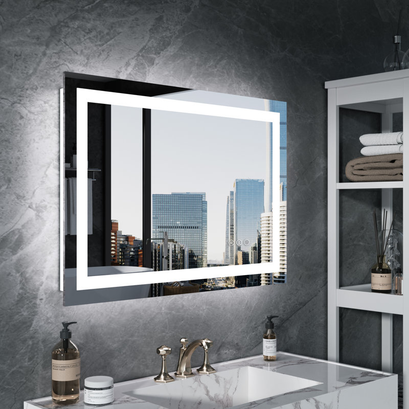 Rectangular Frameless Led Wall Mounted Bathroom Vanity Mirror, 28" x 36"