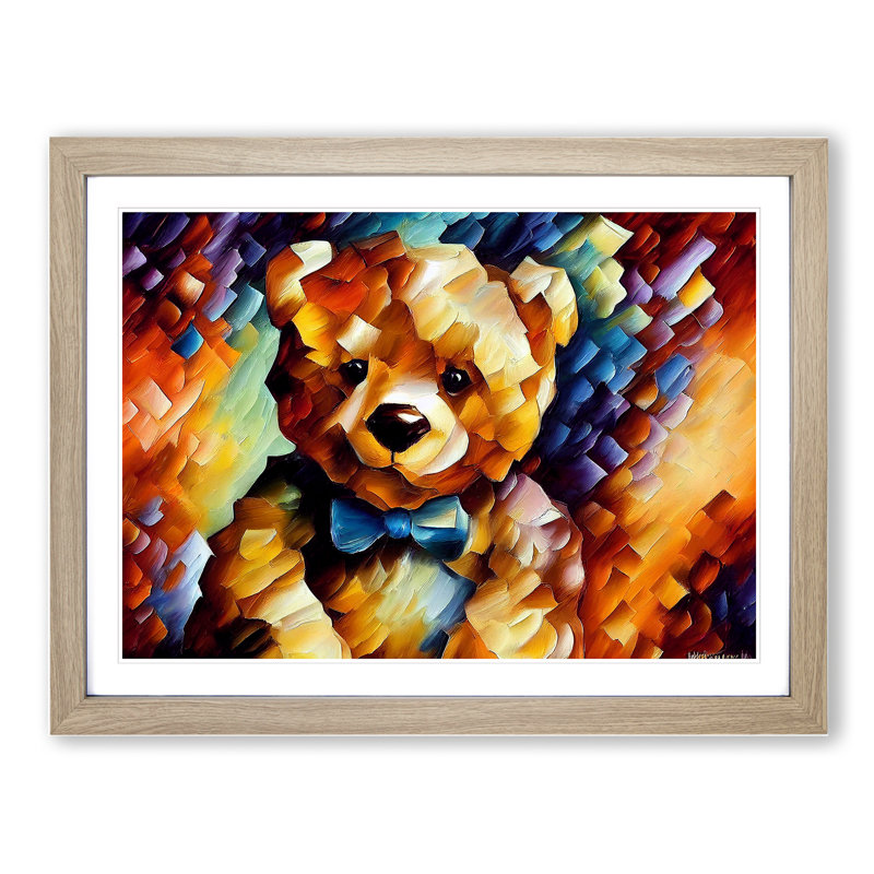 Teddy Bear Vol.2 Abstract - Single Picture Frame Print, 25cm H x 34cm W, Beige