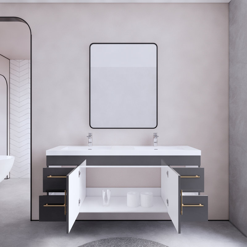 Ensemble de meuble-lavabo simple 59 po, Gris
