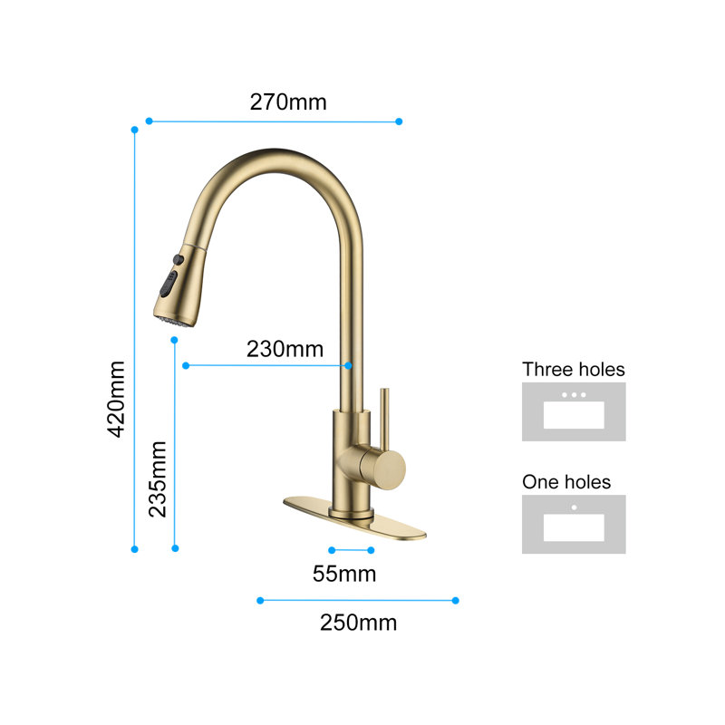 WESTINUS Pull Down Kitchen Faucet, Brushed Gold