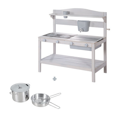 Outdoor Mud Kitchen - Massive Wood - Grey