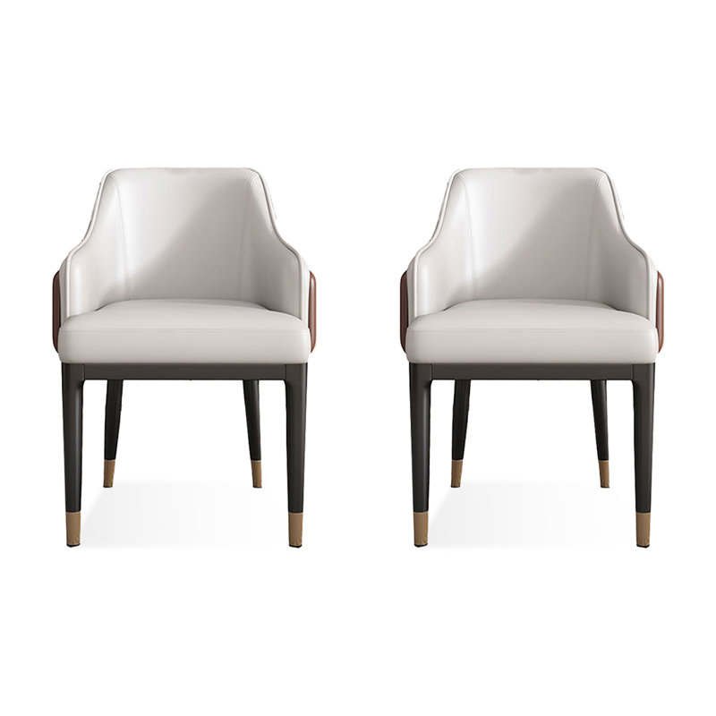 Chaise d'appoint à dossier beige uni (ensemble de 2)