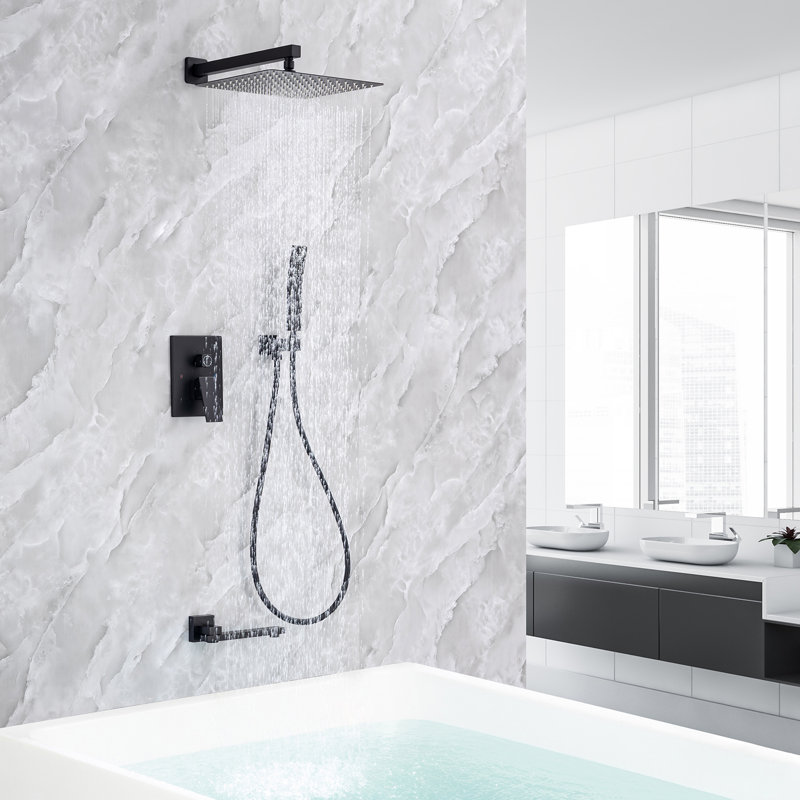 Système de douche complet avec valve brute, Noir mat