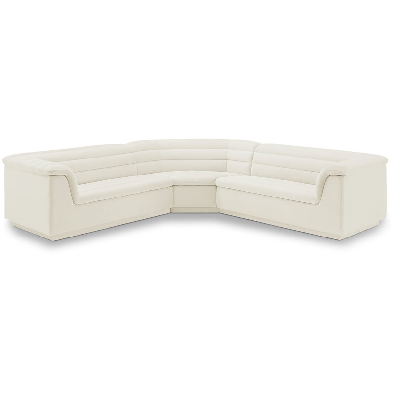 Canapé modulaire rembourré 148 po Iyaunna, Velours crème
