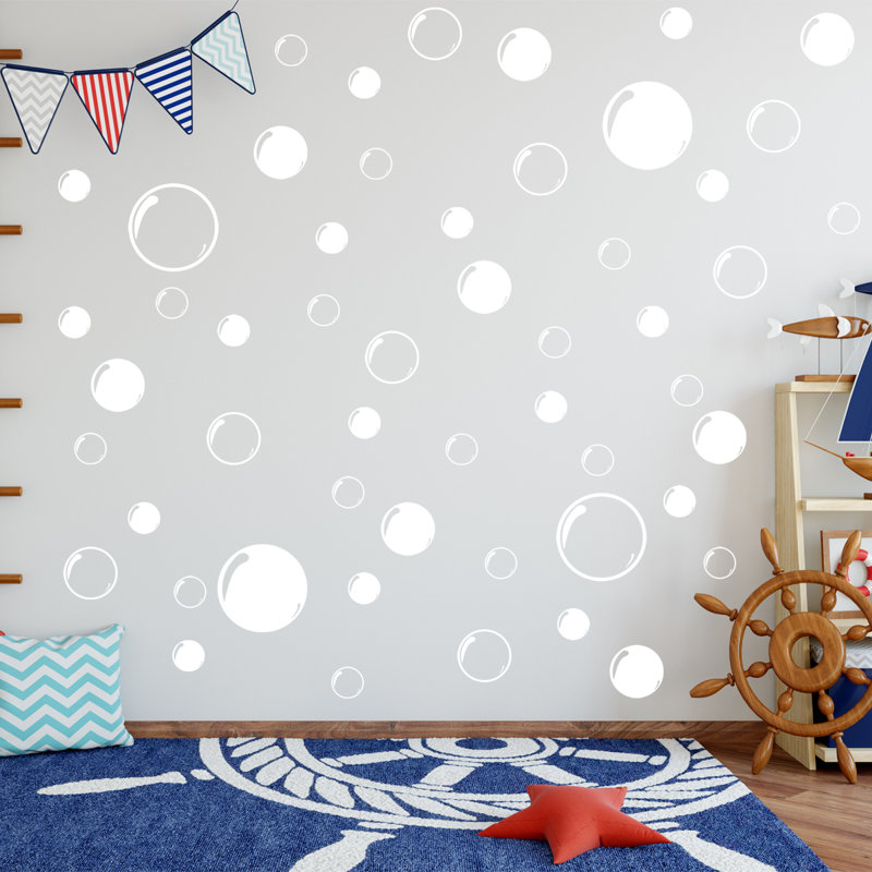 Ensemble de 52 décalcomanies murales pour salle de bain 52 pièces, Blanc