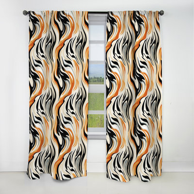 Beige And Brown Urban Abstract Safari - Abstract Geometric Blackout Curtain - 1 Panels