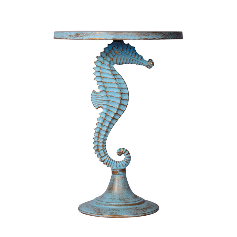 Seahorse Design Pedestal End Table