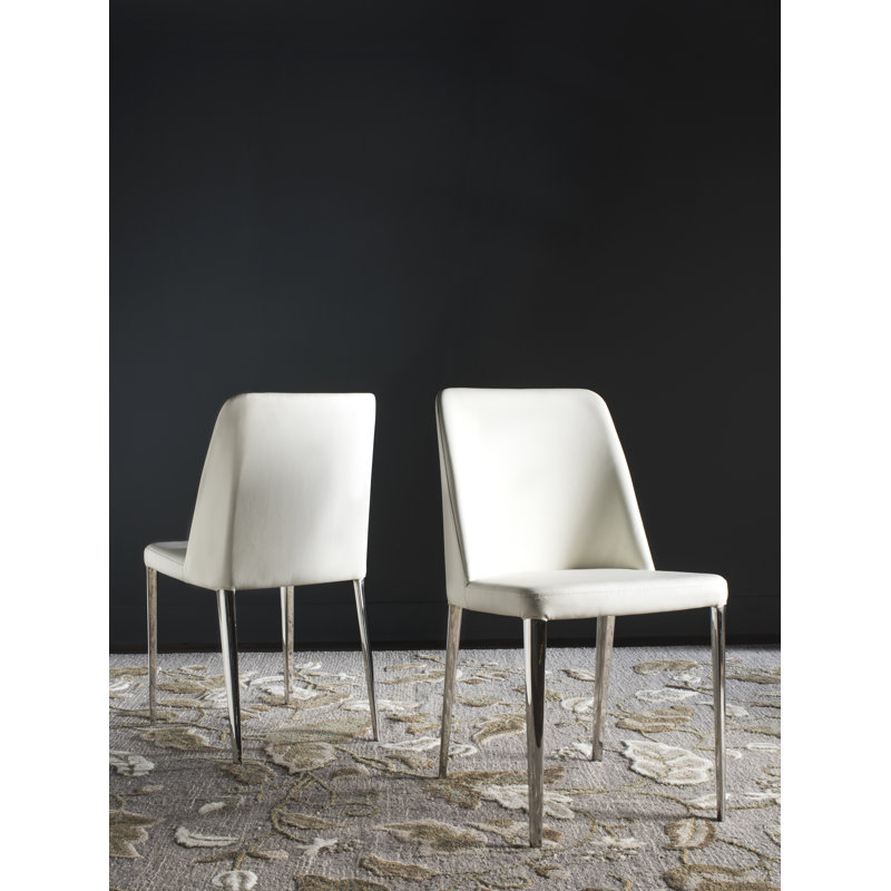 Chaise de salle à manger rembourrée Chromium, Blanc