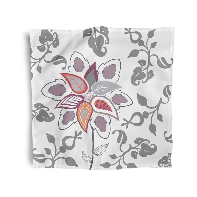 Chande Polyester Floral Square Napkin, Grey