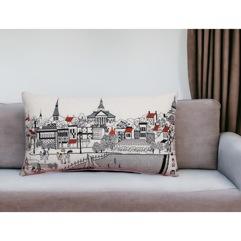 Coussin décoratif blanc Annapolis, Crème, 14 po x 35 po