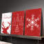 Ensemble de 3 affiches murales encadrées, décorations murales sur toile « Joyeux Noël », avec tête de renne rouge et blanche, flocon de neige et sapin de Noël. Décor moderne pour le salon, la chambre à coucher ou le bureau. Idée-cadeau de Noël festive.-970481627