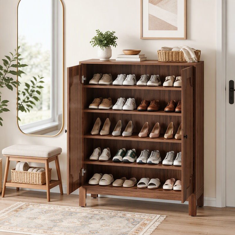 Meuble à chaussures pour 20 paires, organisateur de rangement à chaussures à 6 niveaux avec tablettes ajustables
