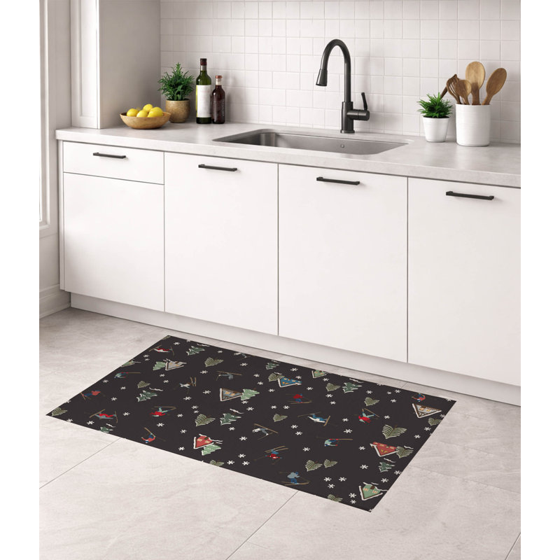 Tapis de cuisine Downhill, Gris anthracite, Rectangle 5 pi x 7 pi