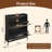 2-Drawer Wooden Shoe Cabinet With Rattan Doors / Narrow Freestanding Storage Organizer For Entryway-702610093