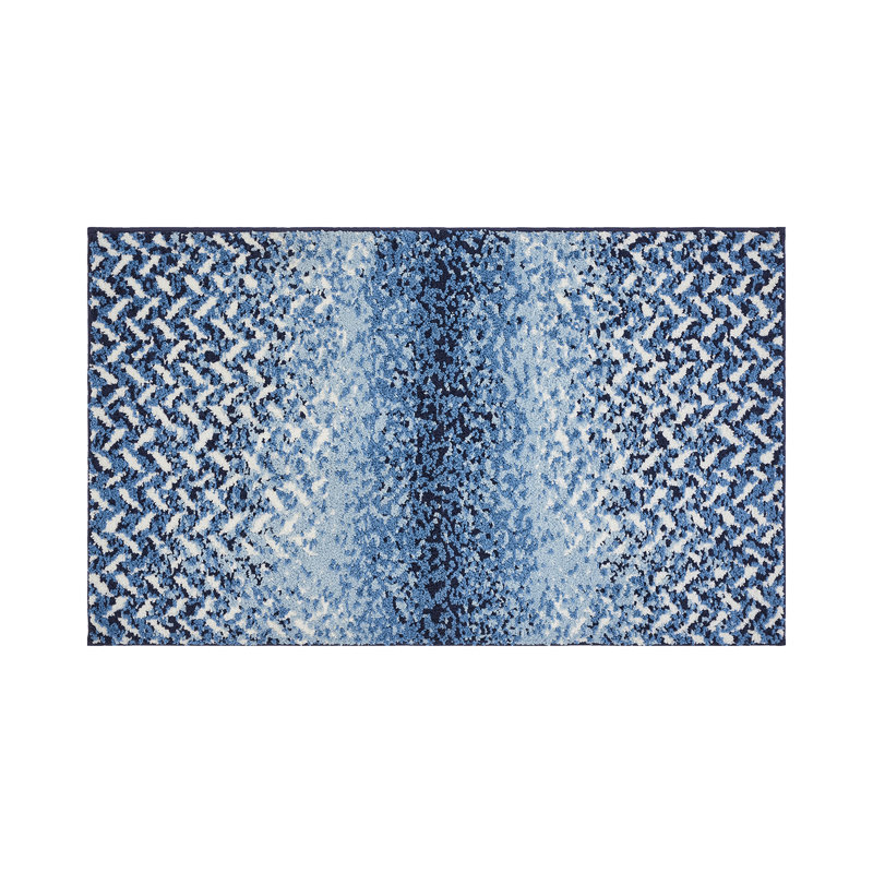 Annaruth Collection Kitchen Rugs / Bathroom Runner with Non-Slip Backing, Blue, 20" x 60" Runner