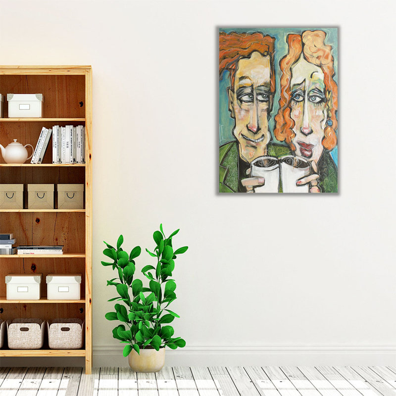 «Coffee Date 2», reproduction d'art sur toile, H 32 po x l 24 po