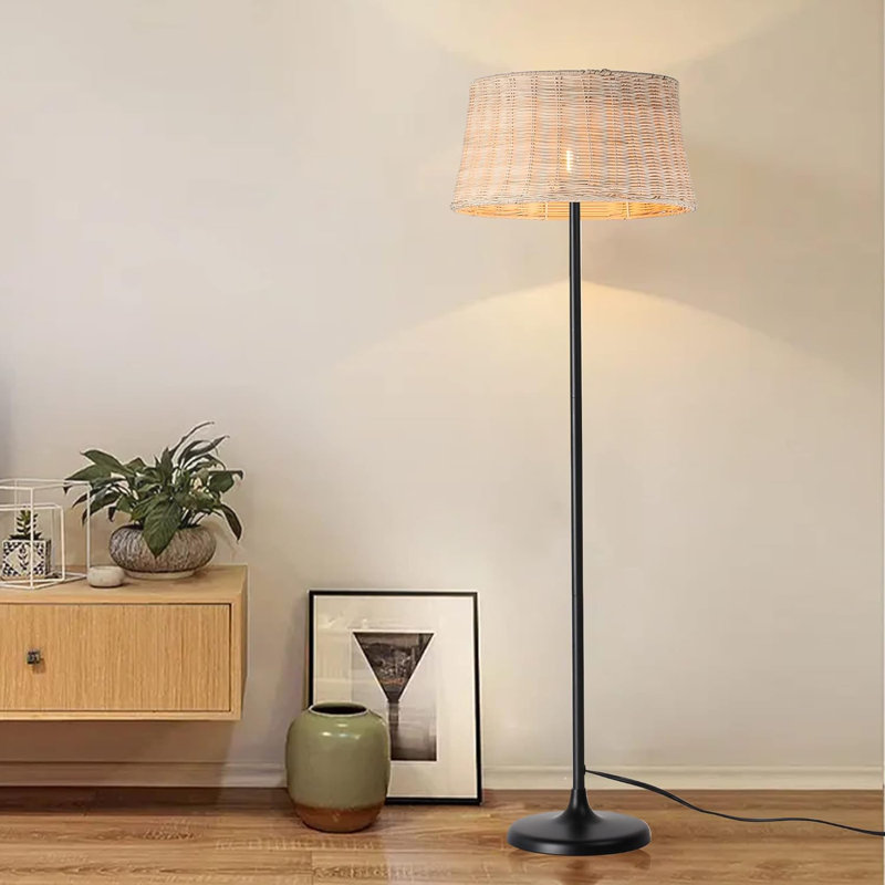 Lampe sur pied standard moderne avec abat-jour en bambou 58 "Modern