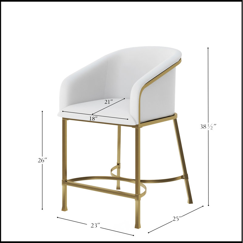 Tabouret de comptoir 26 po Hampton - Similicuir et structure en acier doré, Tabouret de comptoir (siège d'une hauteur de 26 p
