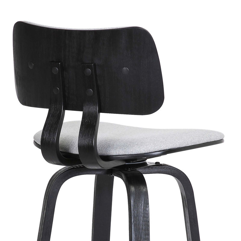 Tabouret de comptoir pivotant avec tissu performant et dossier courbé