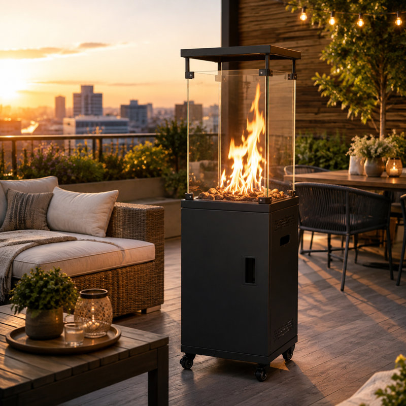 Chauffage de terrasse extérieur au propane de 38 000 BTU avec roues