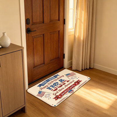 USA 250th Anniversary Patriotic Memorial Day & Independence Day Welcome Mat, 20 x 32 in, Doorstep Household Use