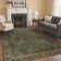 Oriental Neutral Vintage Machine Washable Non-Slip Dark Green Indoor Rug
