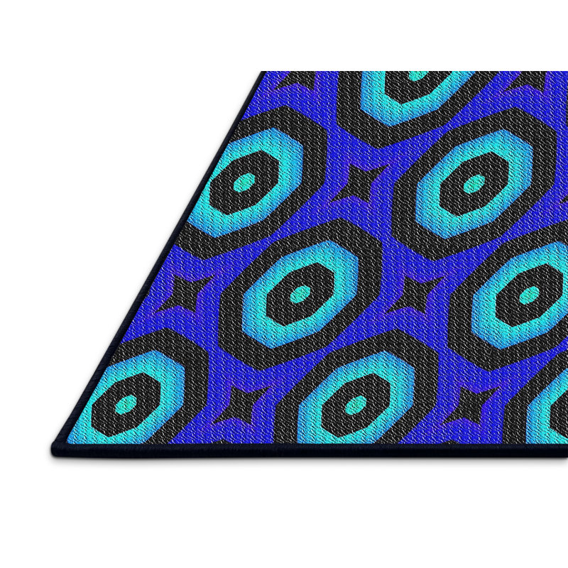 Tapis vert/bleu à motifs, Rectangle 2 pi x 4 pi