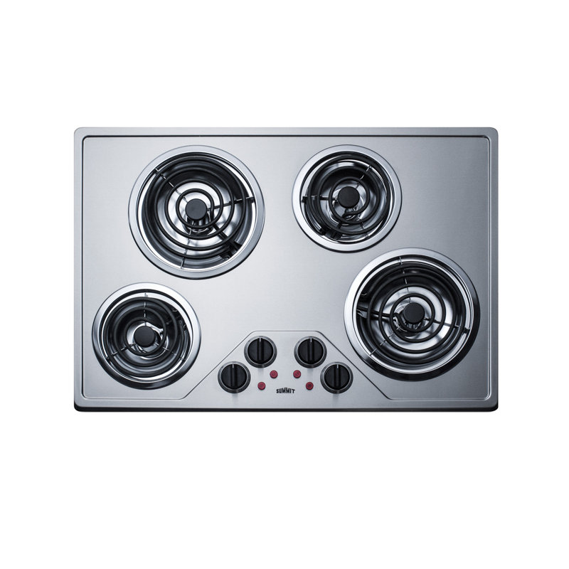 Summit 30" Stainless Steel 4-Burner Electric Cooktop