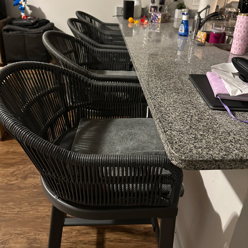 Tabourets de bar d'extérieur avec coussin moelleux imperméable Aleza, Gris, Gris
