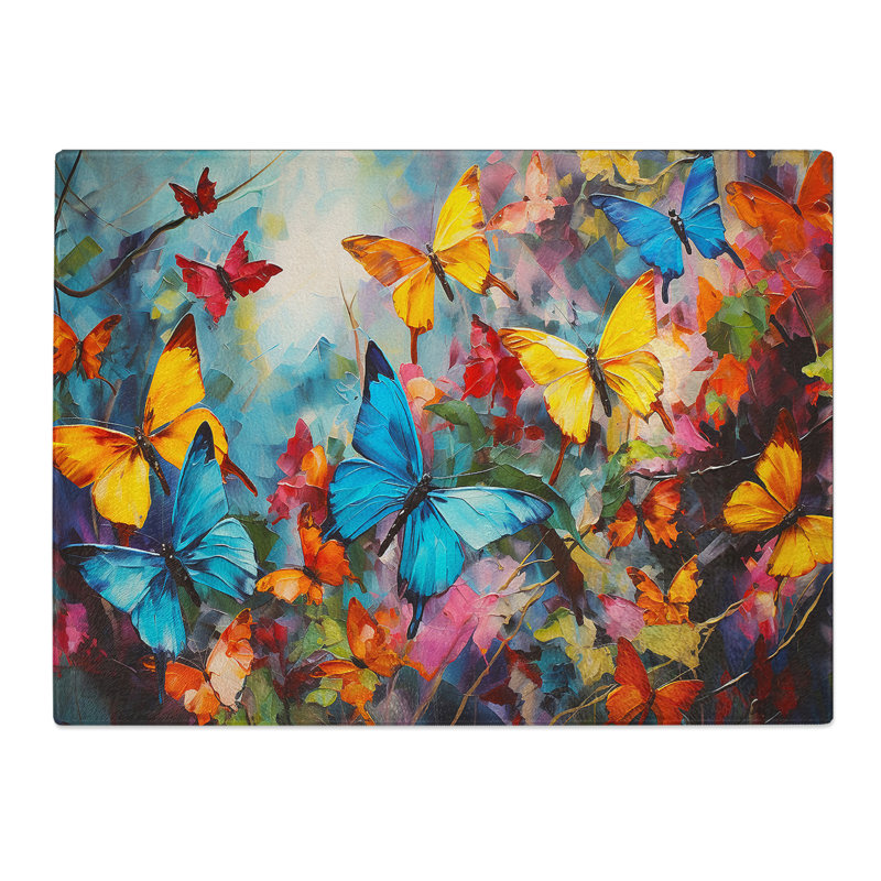 Butterfly Gestural  Glass Chopping Board