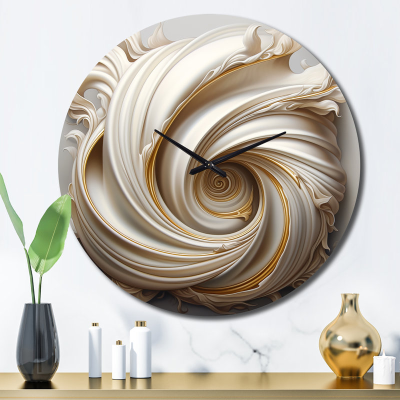 Horloge murale Tender White Whirling Vision - Abstract Spirals, Grand