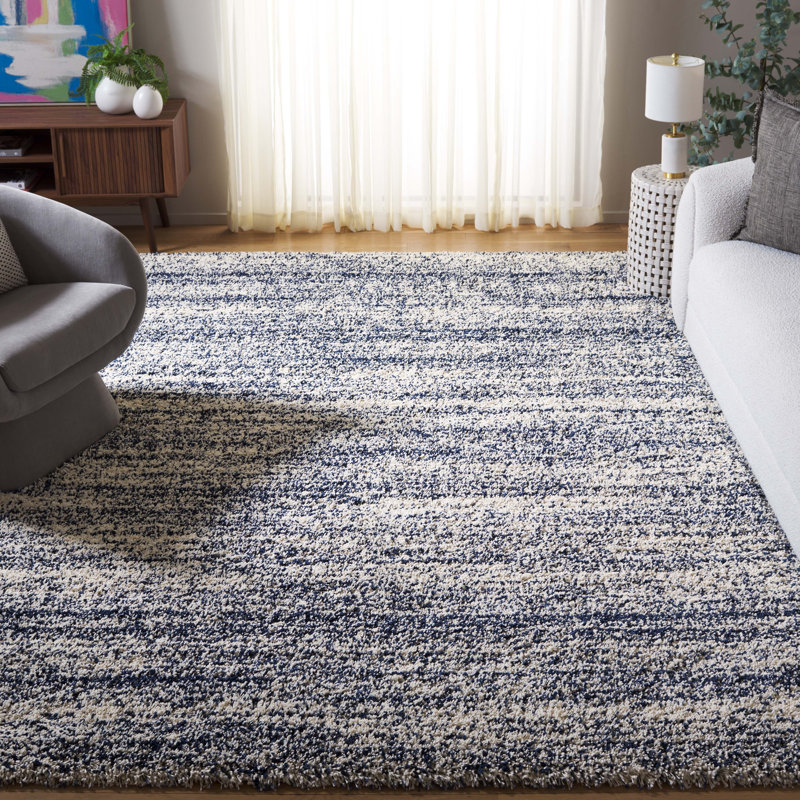Tapis ivoire / bleu marine Audriauna, Rectangle 4 pi x 6 pi
