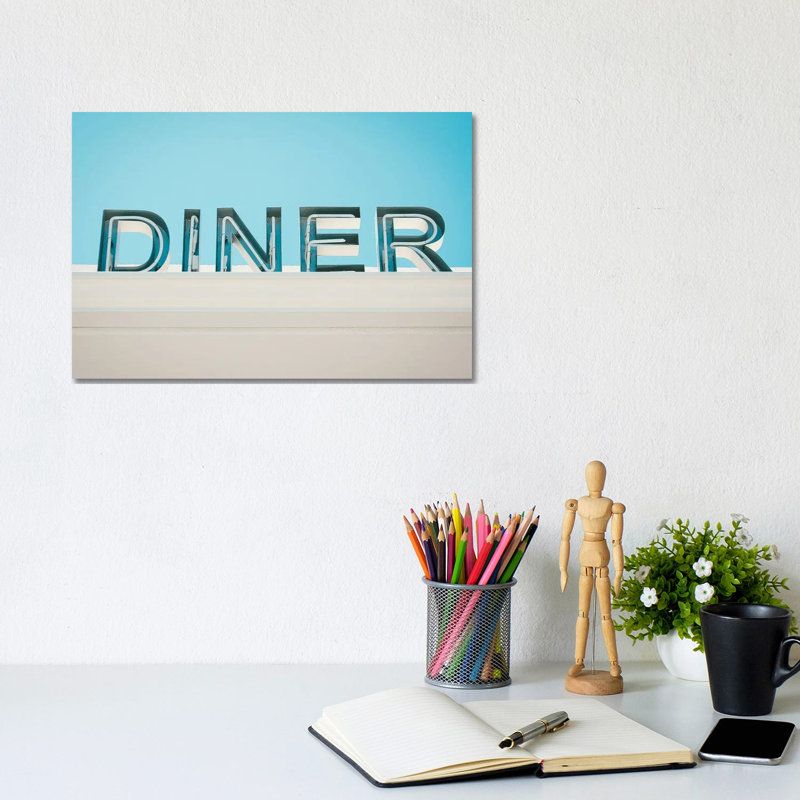 Enseigne Retro diner-reproduction de photo, Pas de tapis, Toile tendue, H 8 po x l 12 po x P 0,75 po