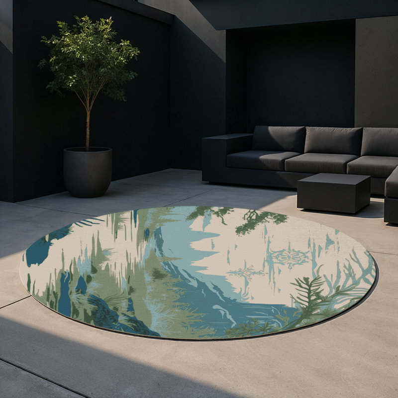 Soul’S Compass Indoor And Outdoor Area Rug, Round 5'