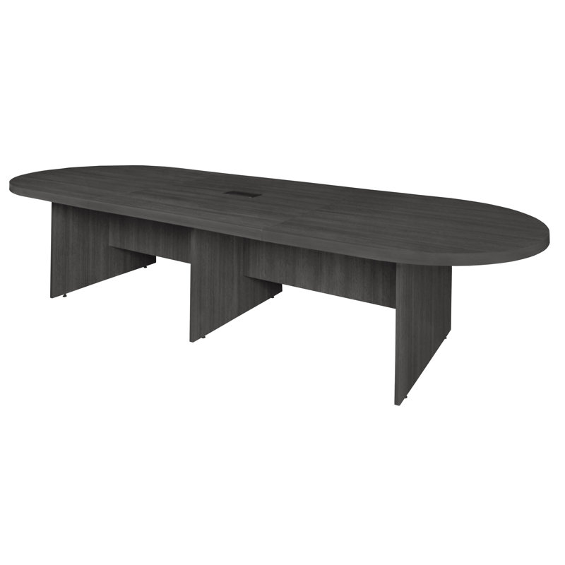 Table de conférence Nickyla Racetrack avec port de charge, Gris cendré, H 29 po x L 168 po x l 52 po