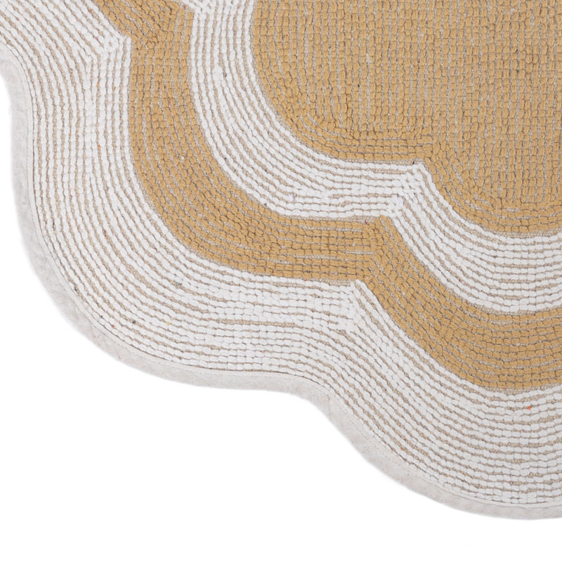 Tapis de bain 100% coton, Blanc / centre taupe